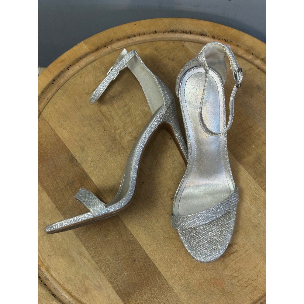 Dream Pairs Heeled Sandals Women 9 Silver Glitter Stiletto Ankle Strap Formal